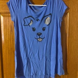 Blue dog T-shirt with sparkles